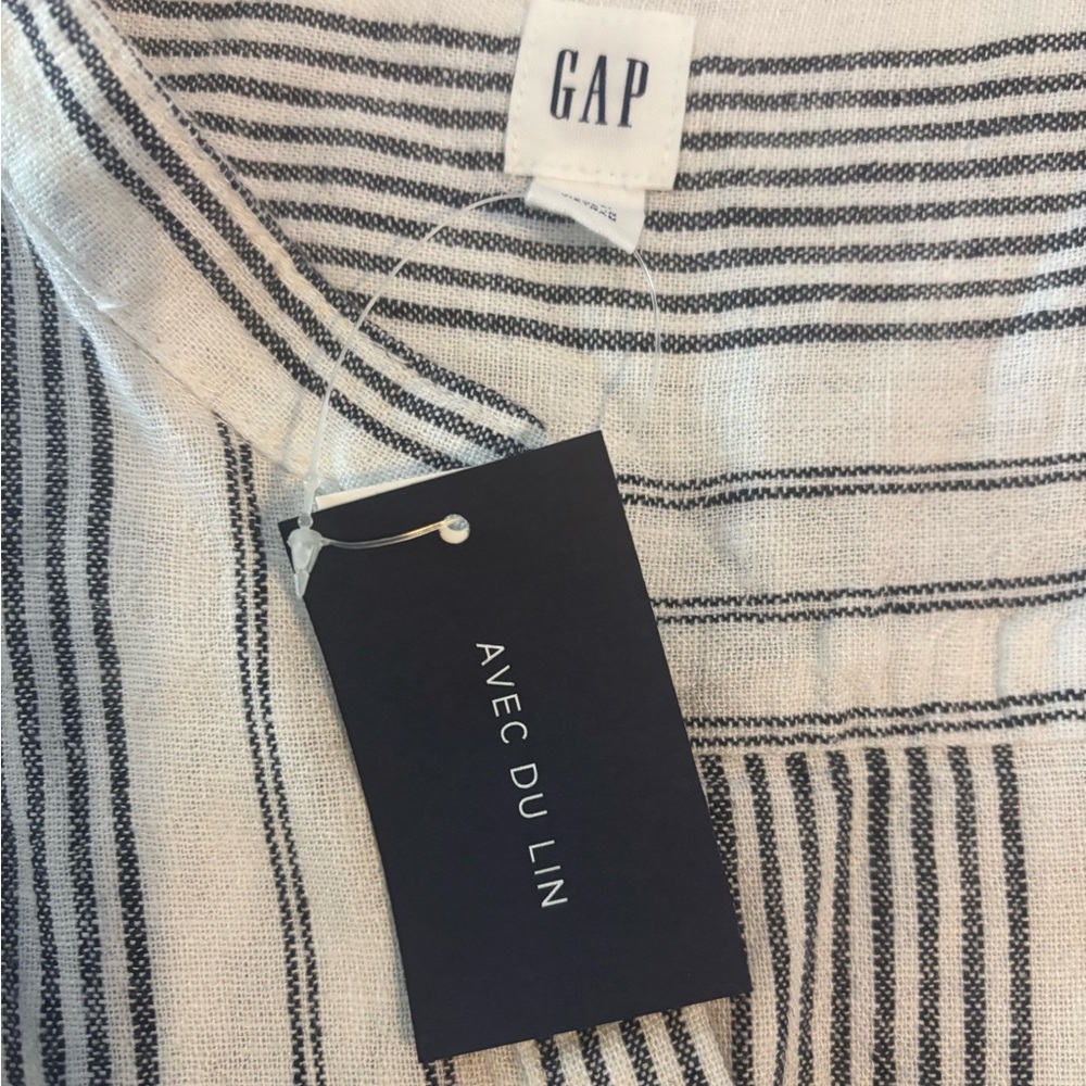 GAP Blue and White Linen Blend Striped Midi Dress XXL NWT - Picture 9 of 10